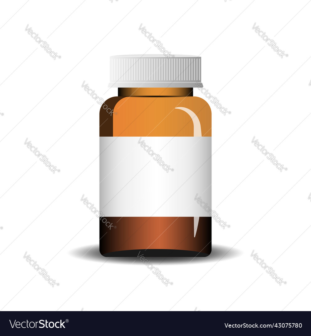 Pill bottle icon in flat style medical capsules vector image Pill bottle icon in flat style medical capsules