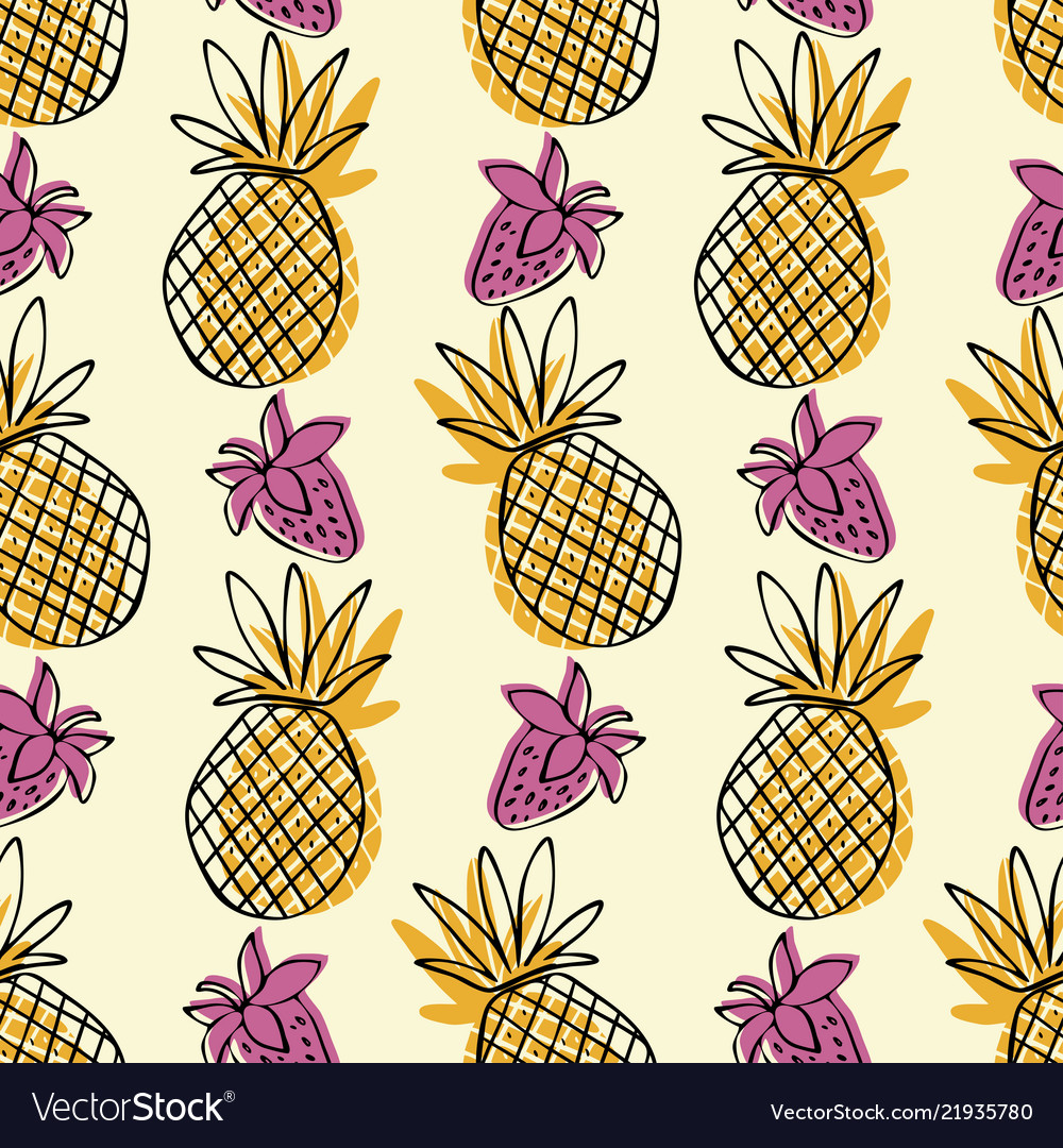 Seamless pattern with the image of pineapple vector image Seamless pattern with the image of pineapple