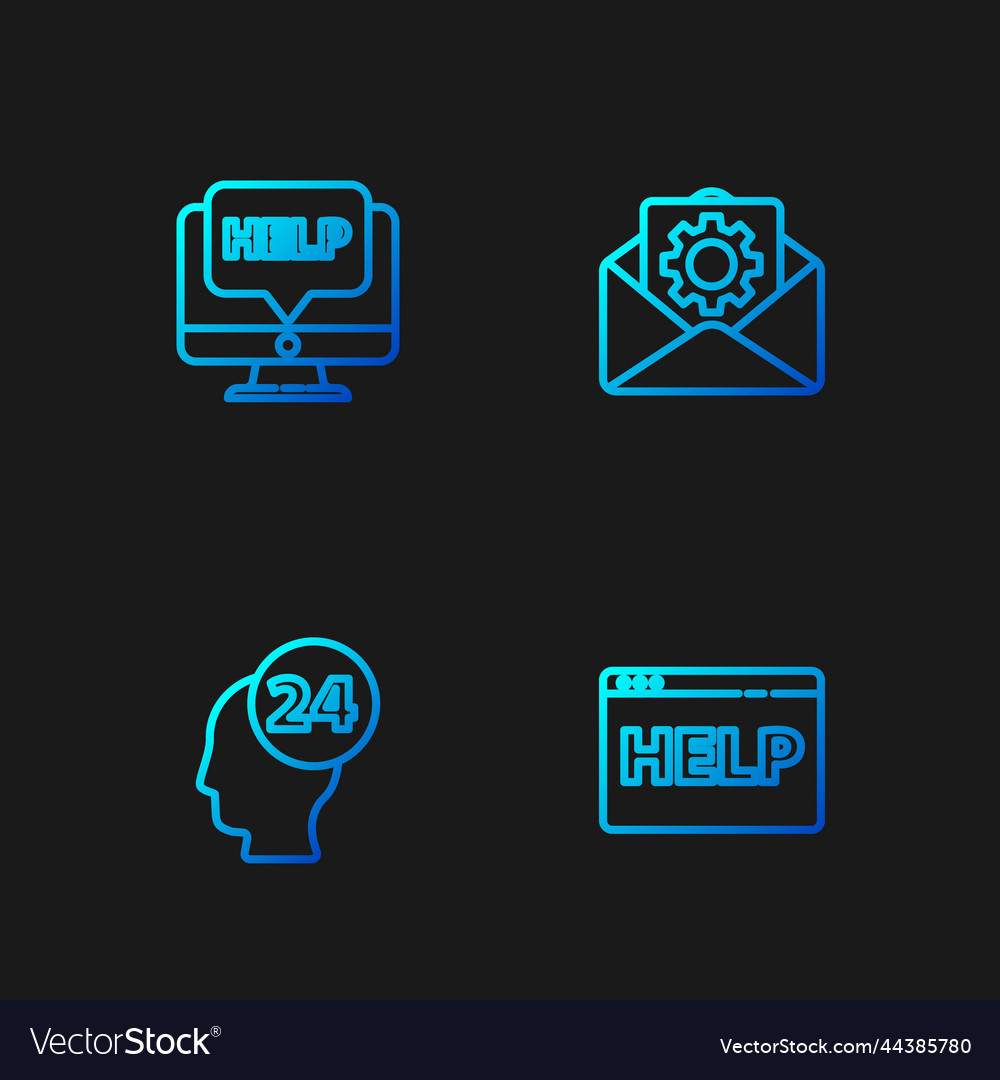Set line browser help support operator in touch vector image Set line browser help support operator in touch