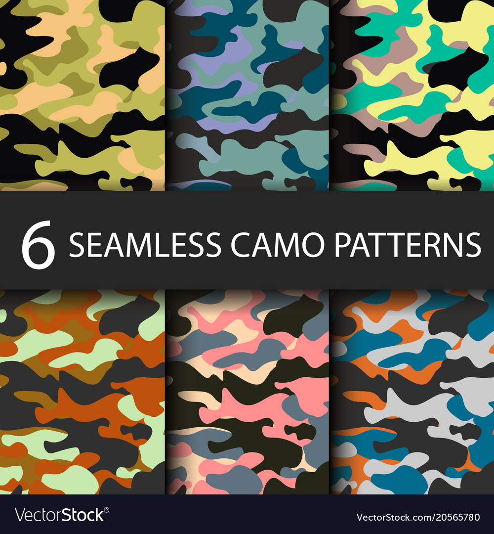 Set of 6 pack camouflage seamless patterns