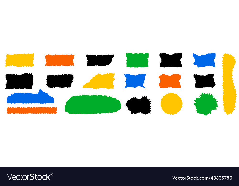 Set of torn colored paper elements rectangular vector image Set of torn colored paper elements rectangular
