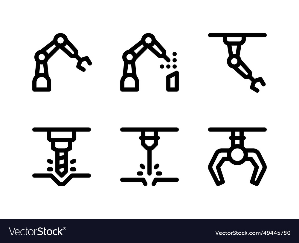 Simple set of factory related line icons
