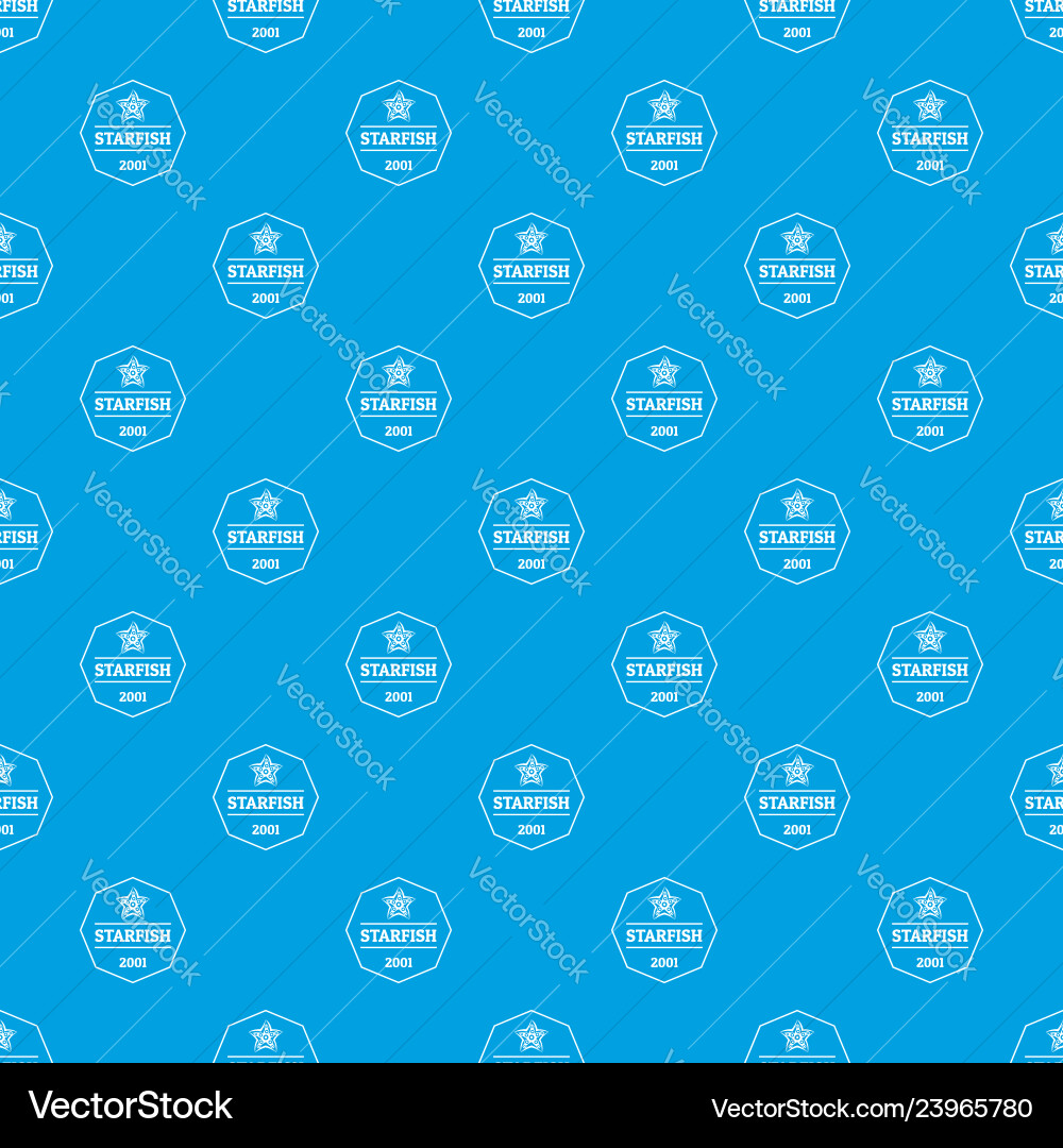 Starfish pattern seamless blue Royalty Free Vector Image