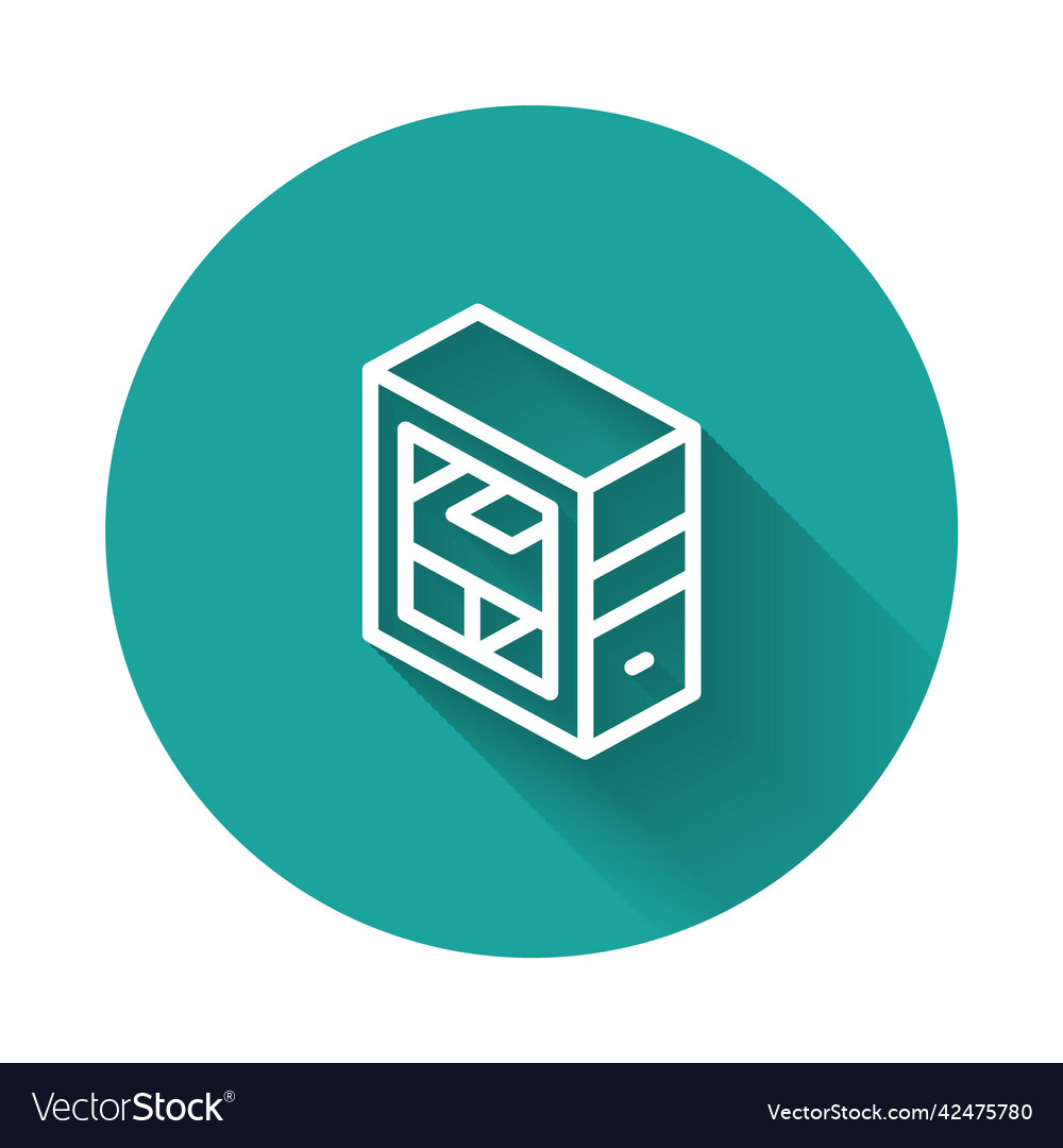 White line computer icon isolated with long shadow Vector Image White line computer icon isolated with long shadow