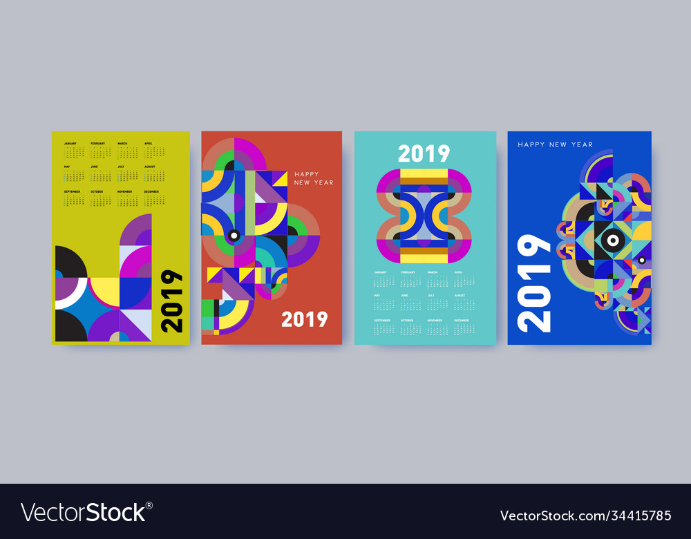 2021 calendar design template with colorful Vector Image 2021 calendar design template with colorful