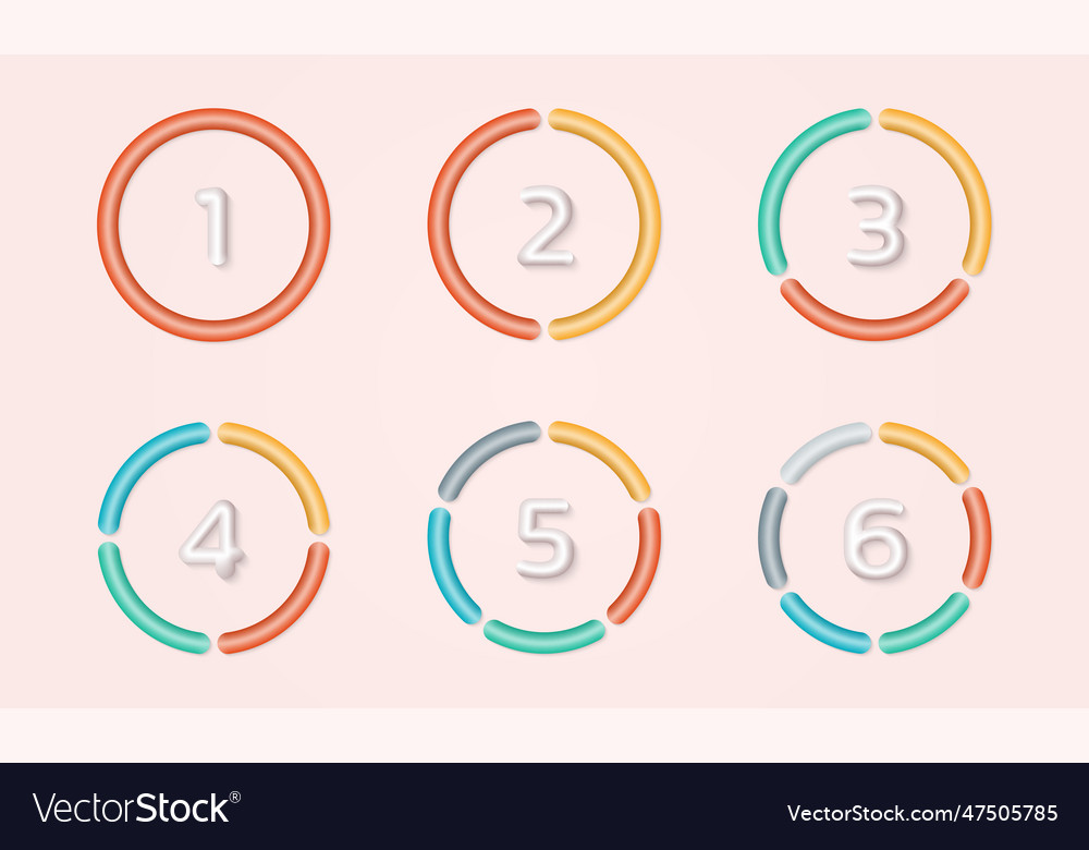 3d pie chart set with numbers circle graph