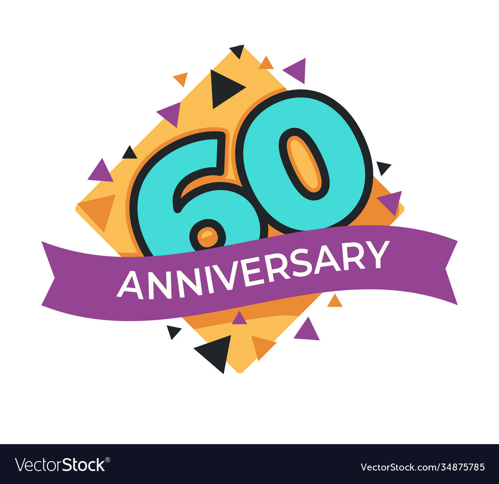 60 anniversary or birthday isolated festive icon Vector Image