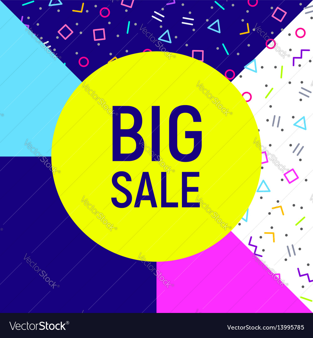 Big sale abstract background neon memphis style