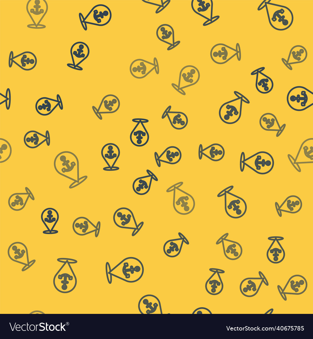 Blue line map pointer with anchor icon isolated