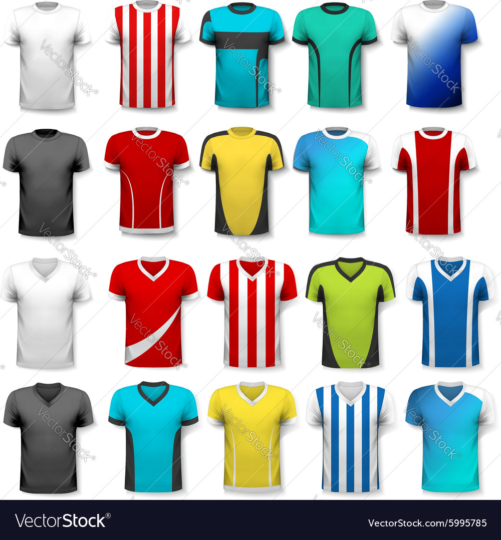 Collection of various soccer jerseys The T-shirt Vector Image