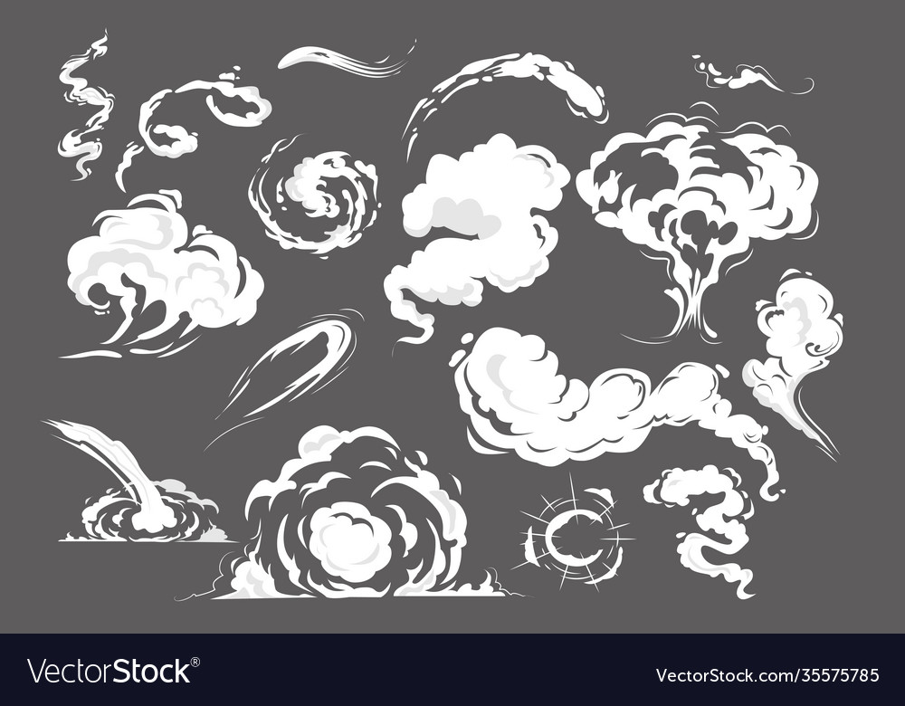 Comic smoke puffs set Royalty Free Vector Image