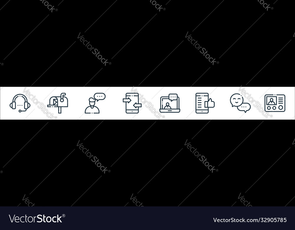 Communication line icons linear set quality