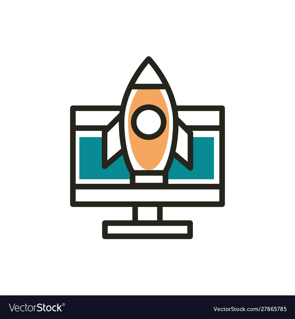 Computer startup web development icon line