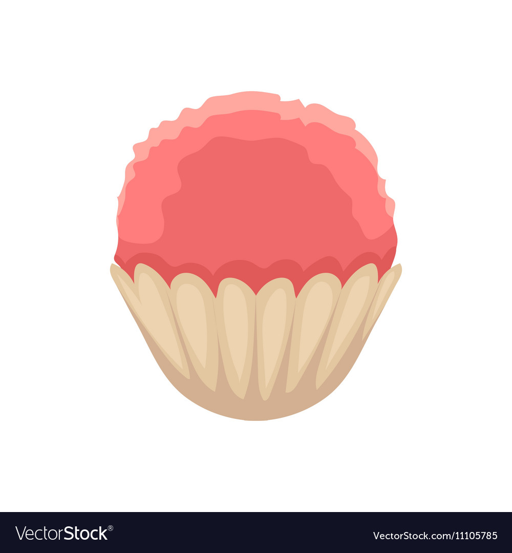 Cupcake with pink colored icing cartoon