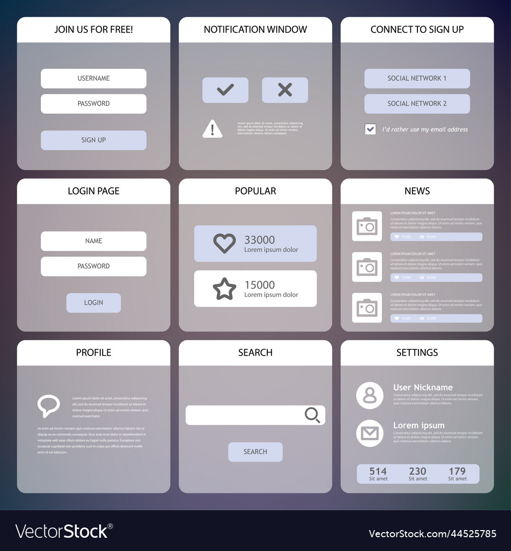 Flat mobile ui design vector image Flat mobile ui design