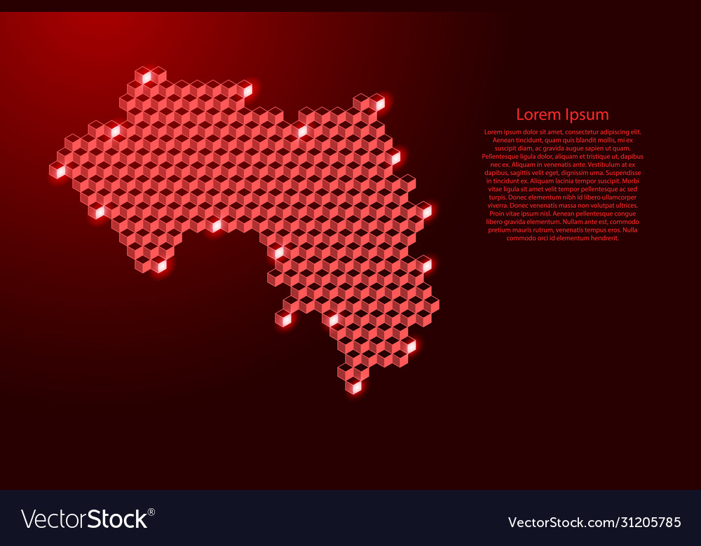 Guinea map from 3d red cubes isometric abstract vector image Guinea map from 3d red cubes isometric abstract