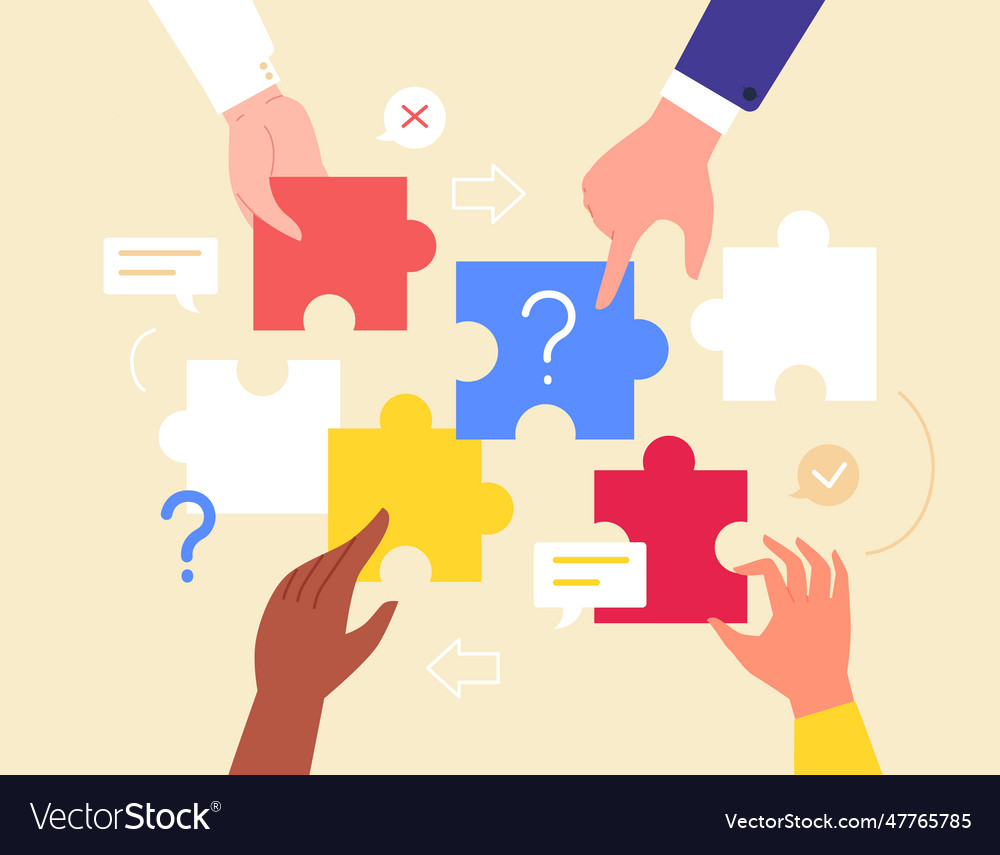 Hände Puzzlelösung Menschen Cartoon Hand halten vector image Hände Puzzlelösung Menschen Cartoon Hand halten