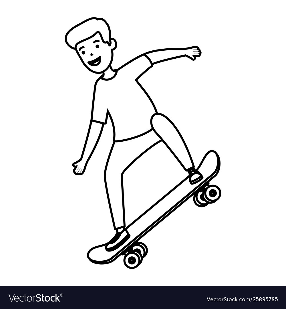 Happy young boy in skateboard Royalty Free Vector Image