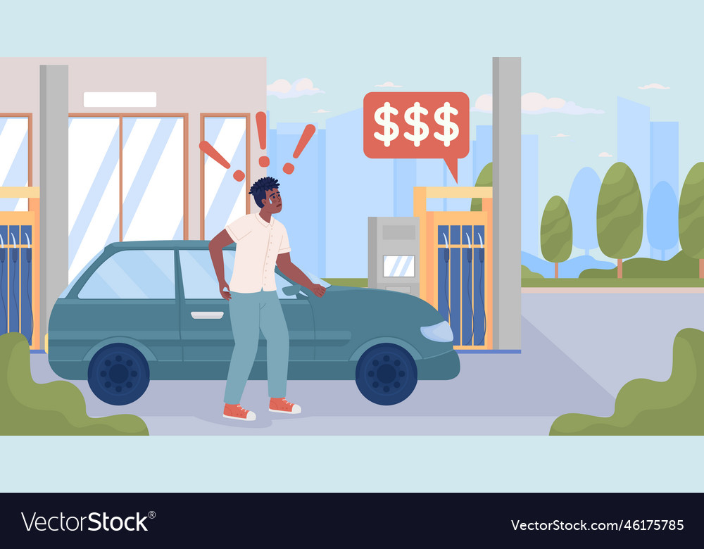 High gas prices flat color