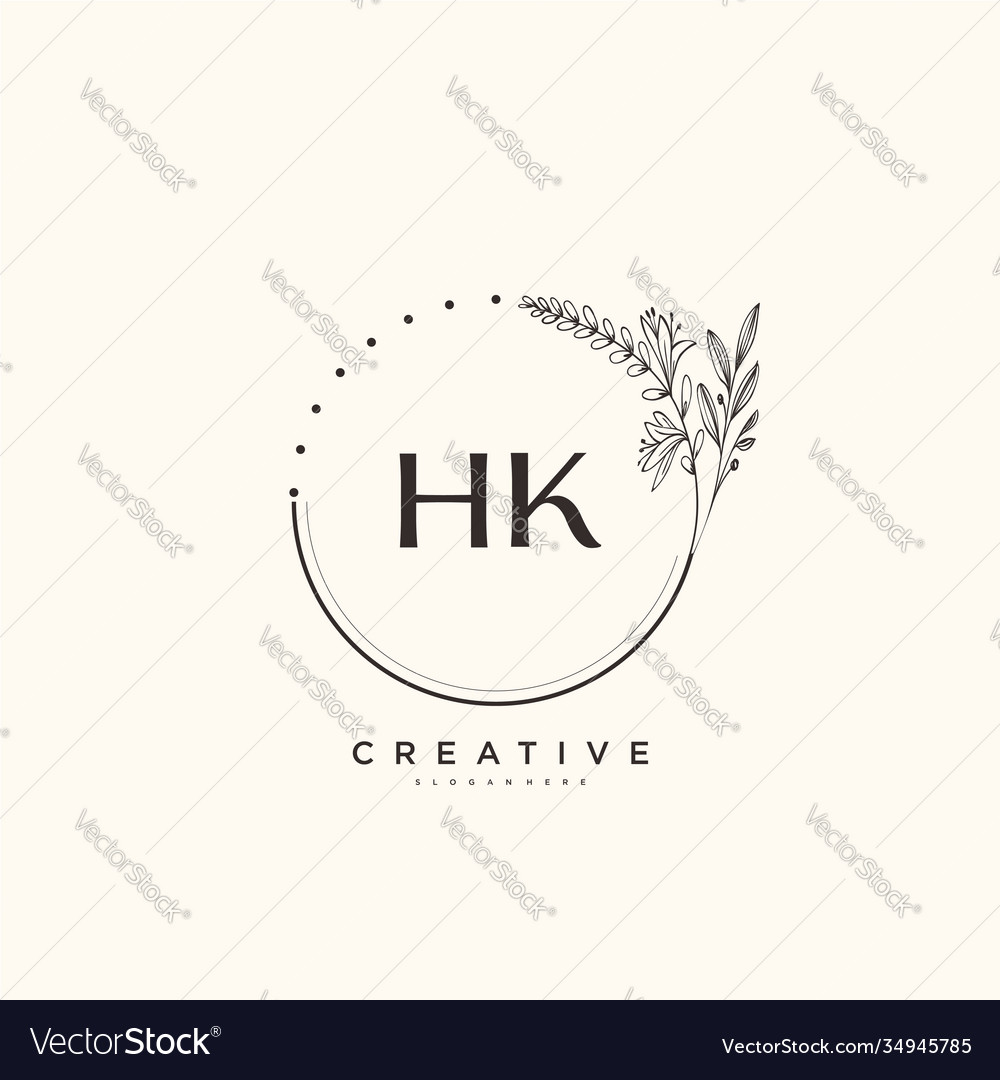 Hk beauty initial logo art handwriting logo of Vector Image