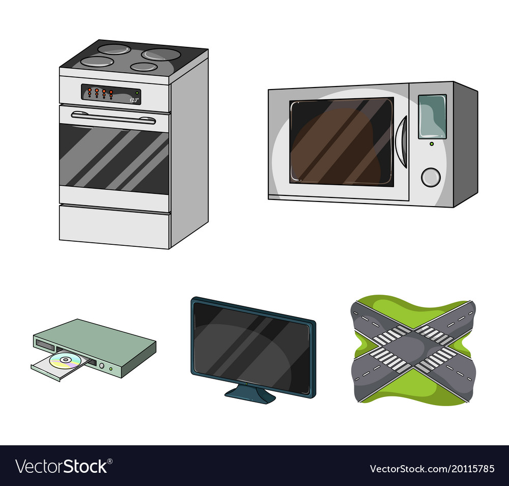 Home appliances and equipment cartoon icons in set