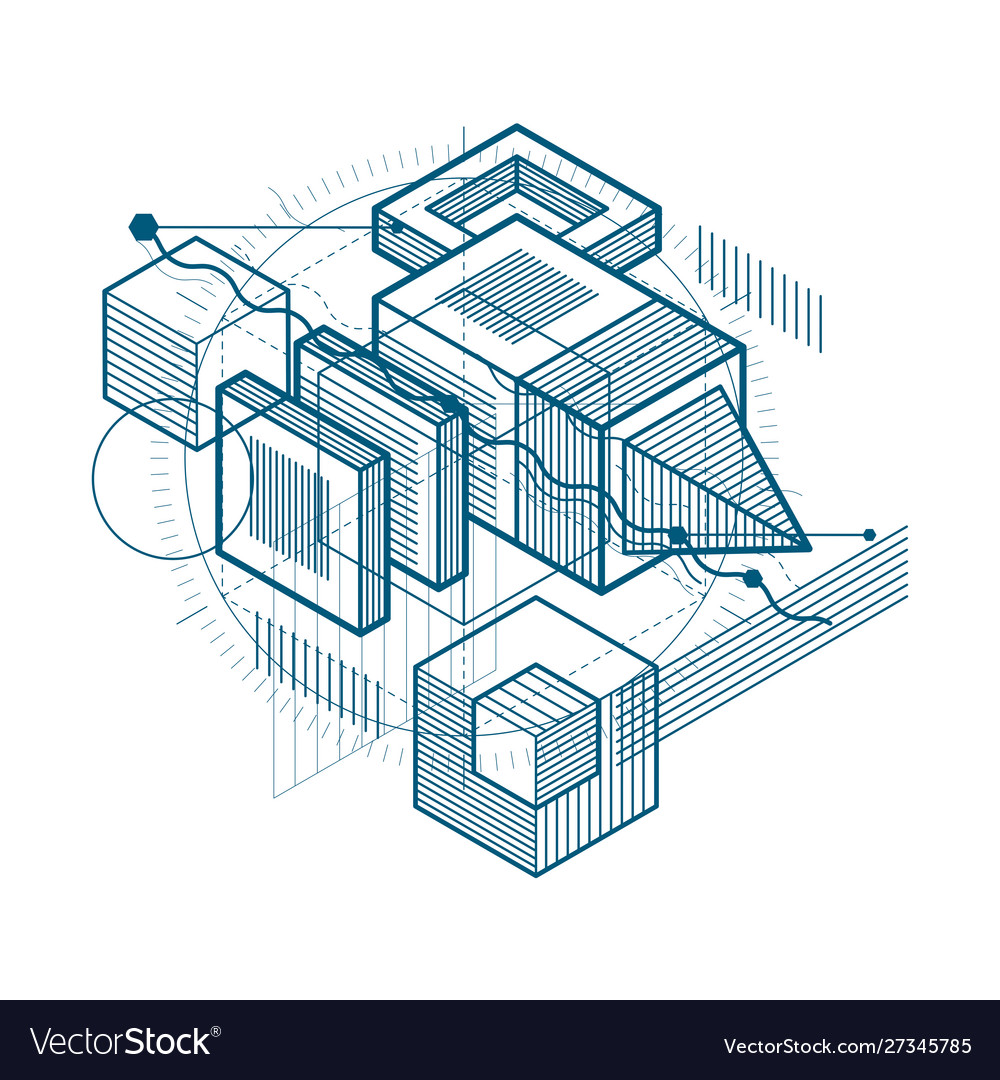 Isometric abstract background with linear Vector Image Isometric abstract background with linear