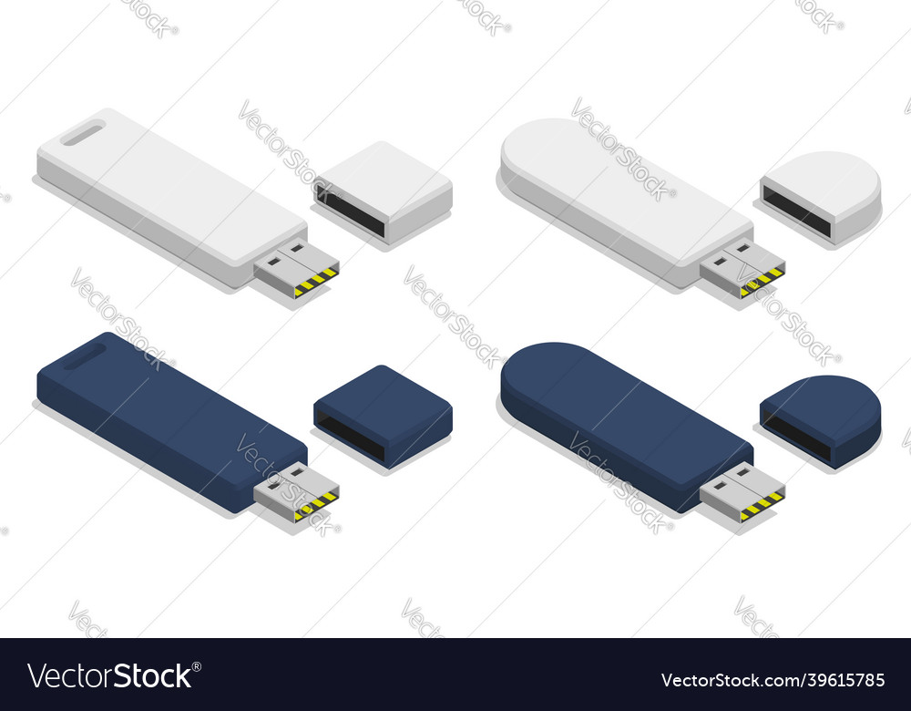 Isometric usb flash drive memory card storage Vector Image