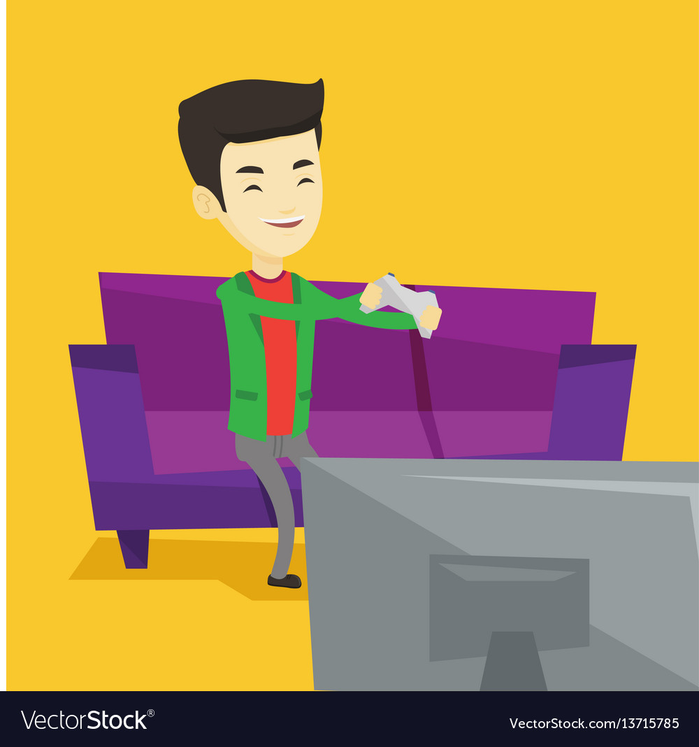 Man playing video game