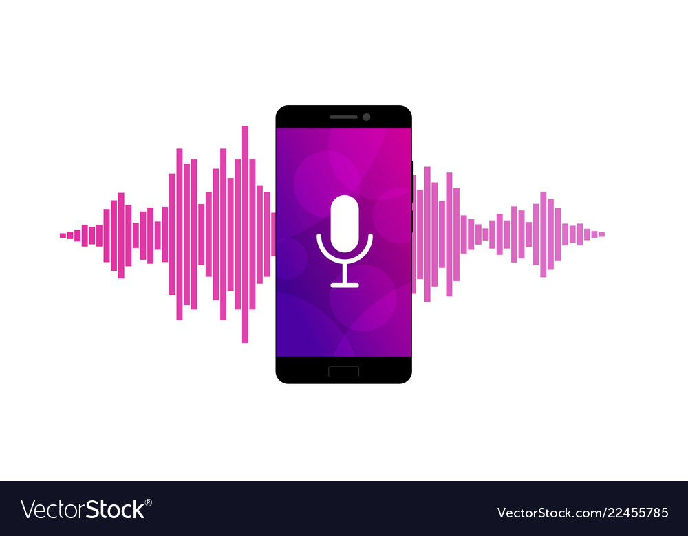 Microphone on screen of a smartphone Royalty Free Vector