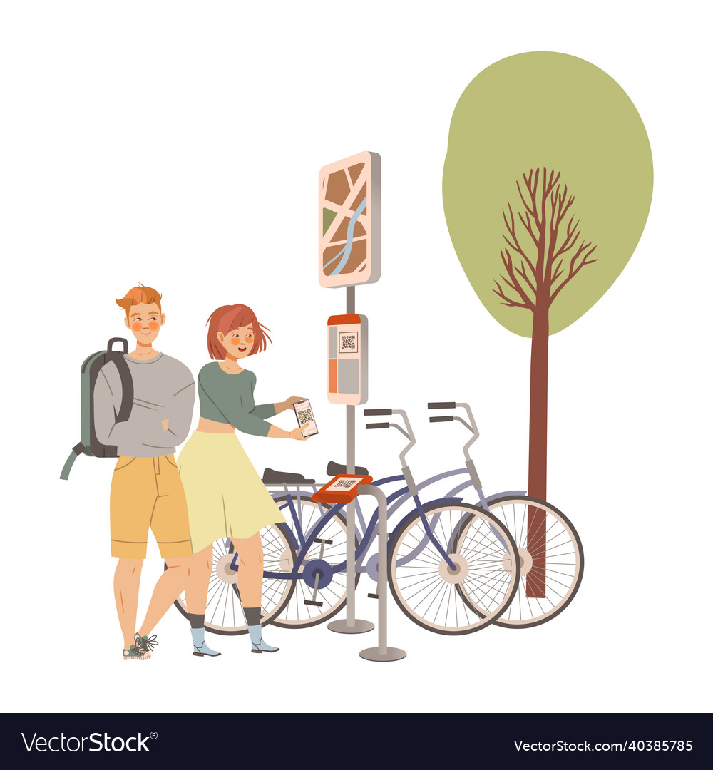 People using phone for scan qr code renting vector image People using phone for scan qr code renting