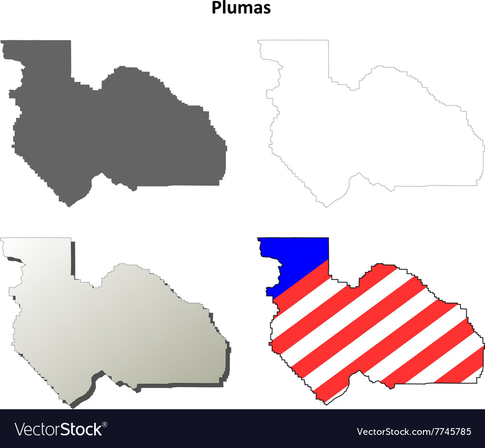 Plumas county california outline map set