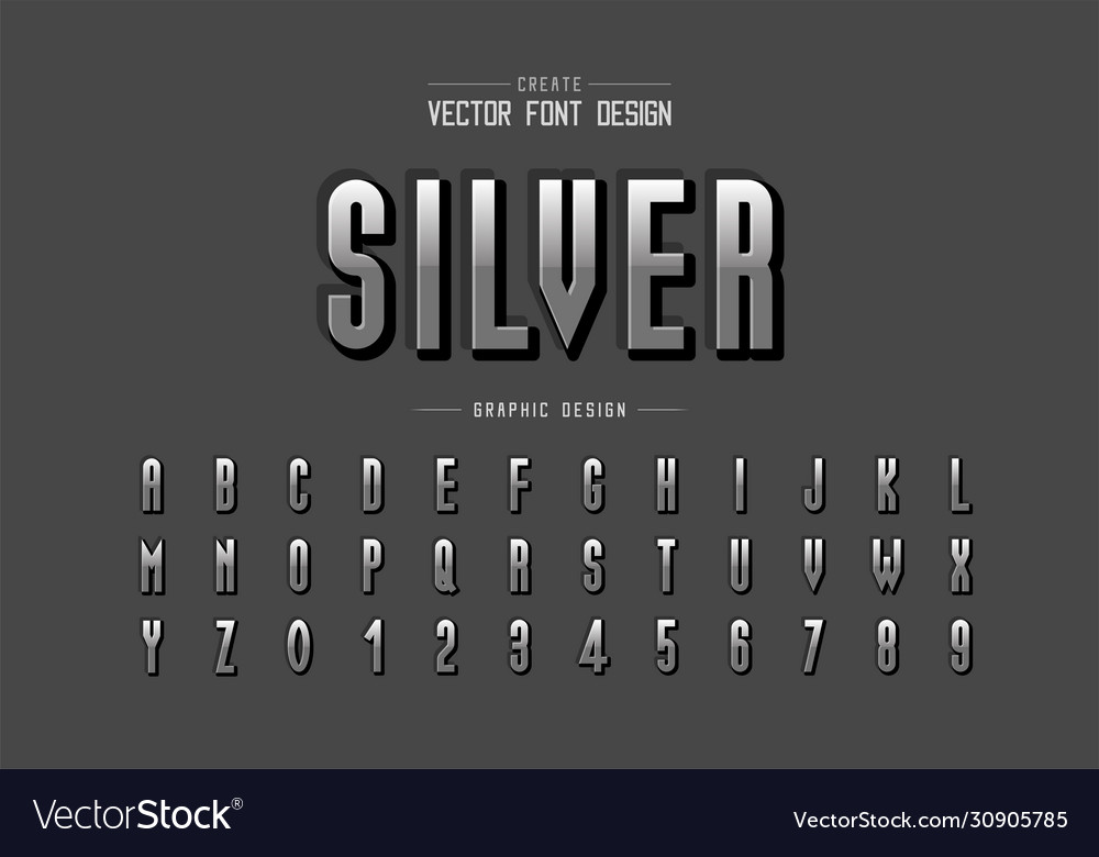 Reflective font and alphabet gradient style tall vector image Reflective font and alphabet gradient style tall