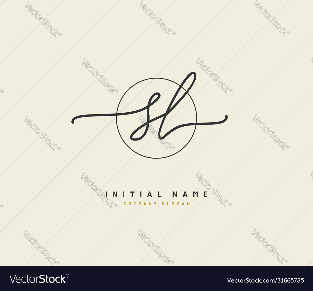 S l sl beauty initial logo handwriting Royalty Free Vector