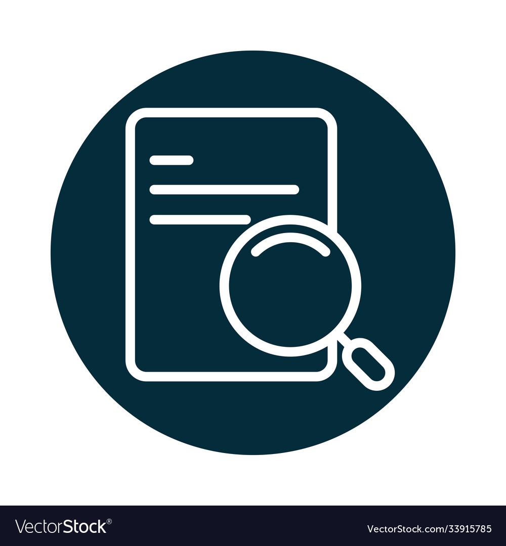 Search icon document data network magnifier block vector image Search icon document data network magnifier block