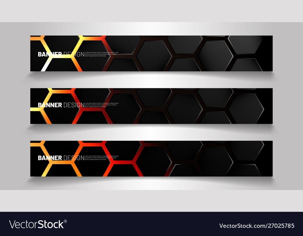Set background hexagon banner gradient vector image Set background hexagon banner gradient