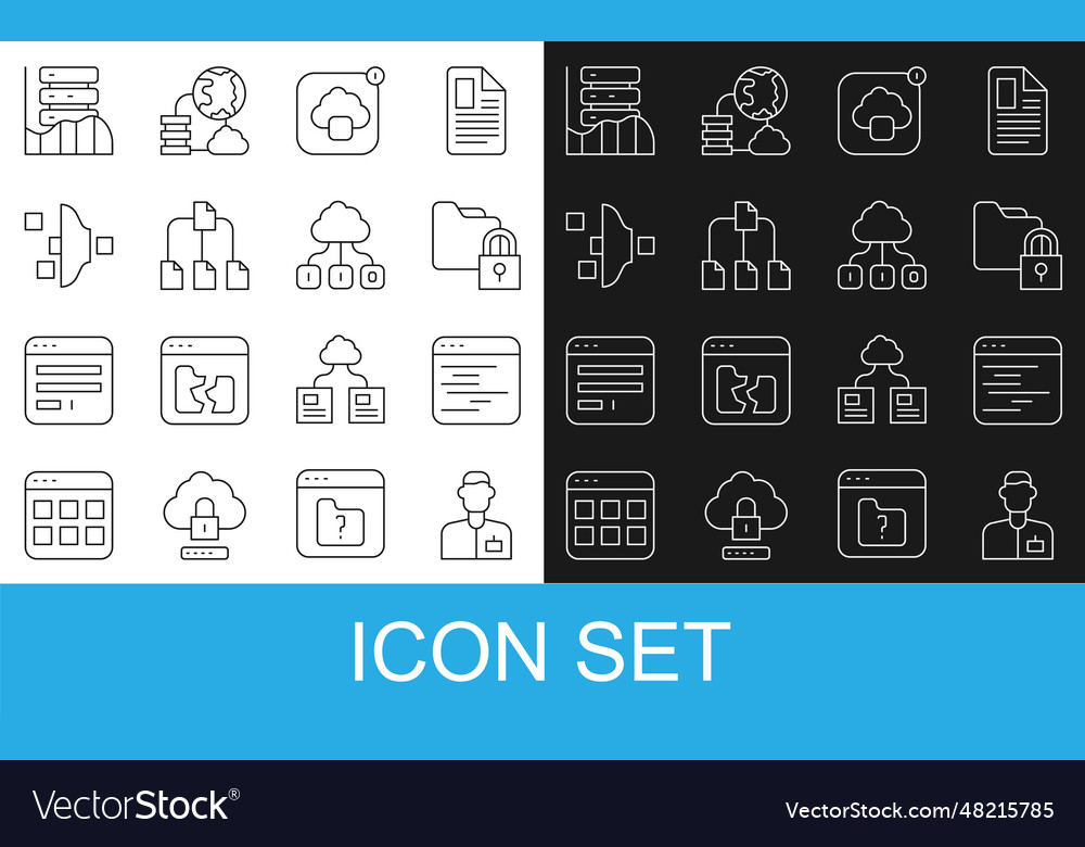 Set line analyst engineer software folder vector image Set line analyst engineer software folder