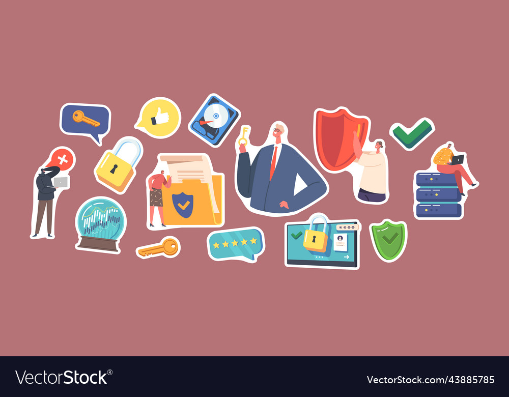 Set of stickers computer security privacy data