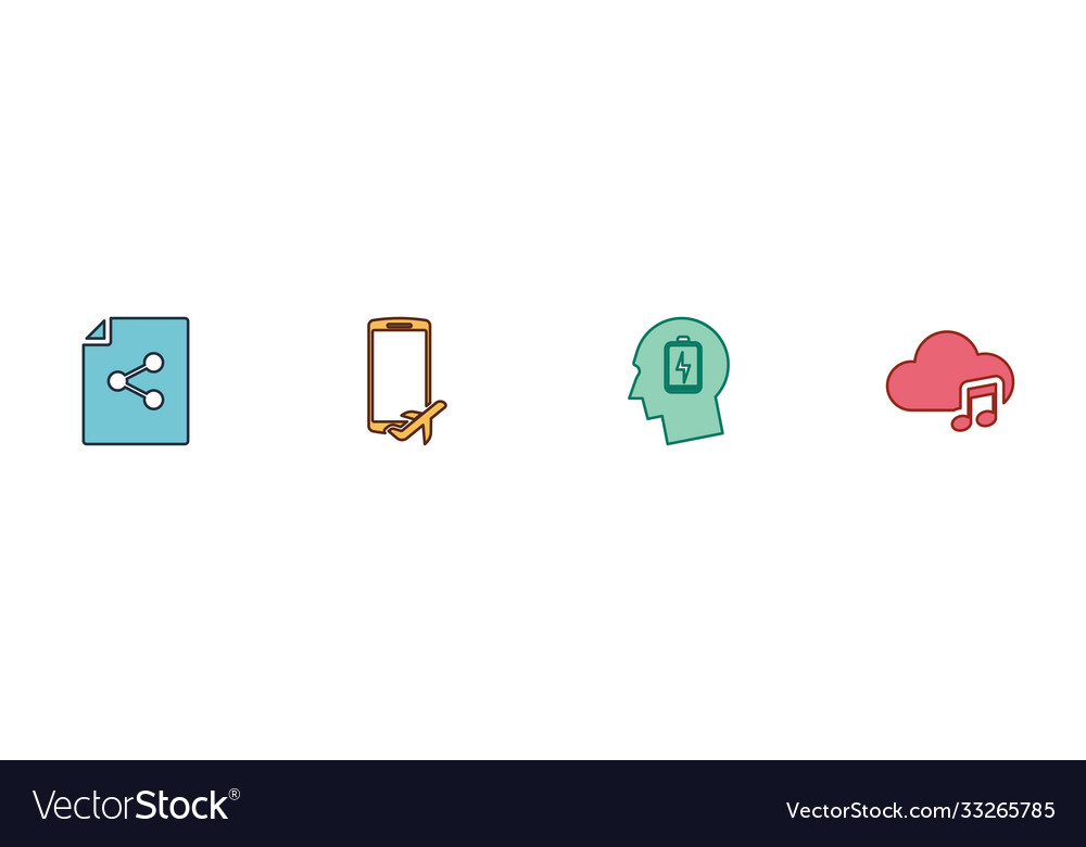 Set share file flight mode in mobile head vector image Set share file flight mode in mobile head