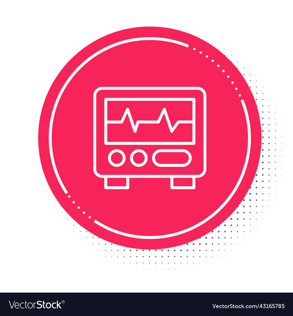 White line computer monitor with cardiogram icon vector image White line computer monitor with cardiogram icon