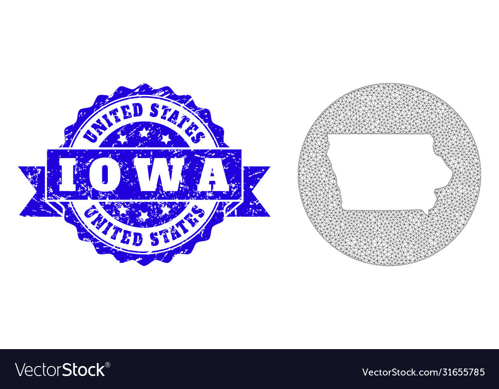 Wire frame mesh circle subtracted map iowa vector image Wire frame mesh circle subtracted map iowa