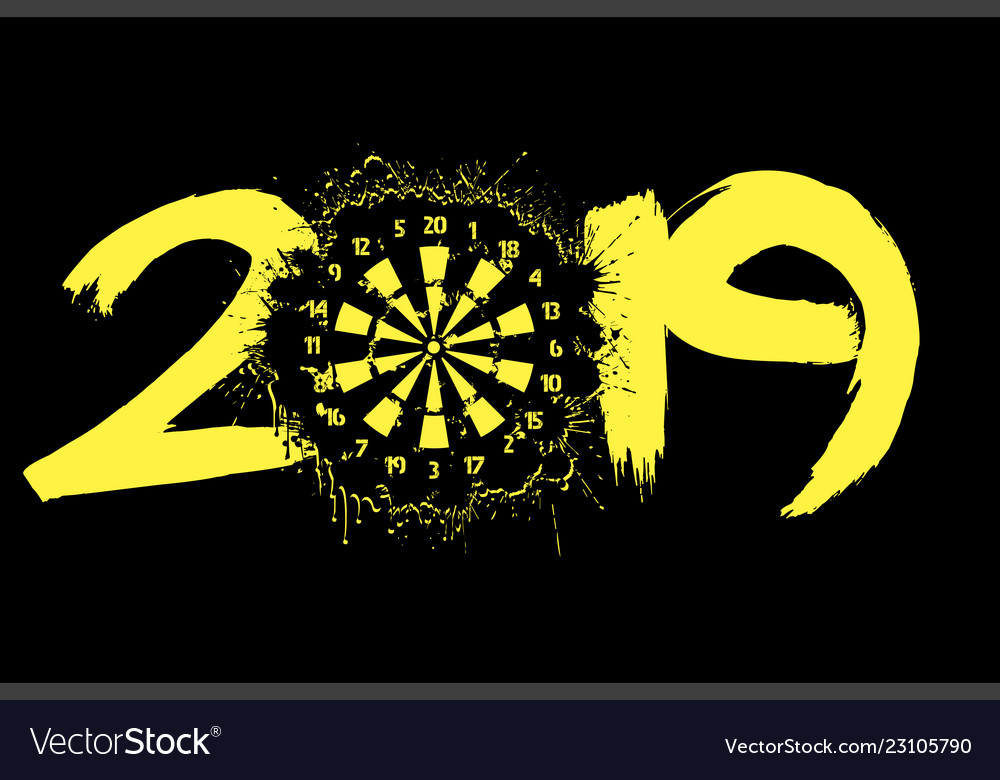 Abstract number 2019 and a dartboard from blots vector image Abstract number 2019 and a dartboard from blots