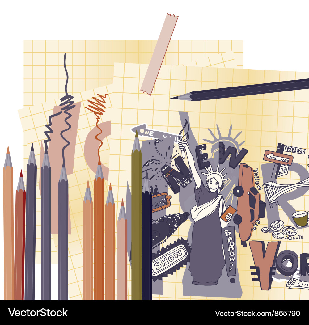 Abstract with doodles Royalty Free Vector Image