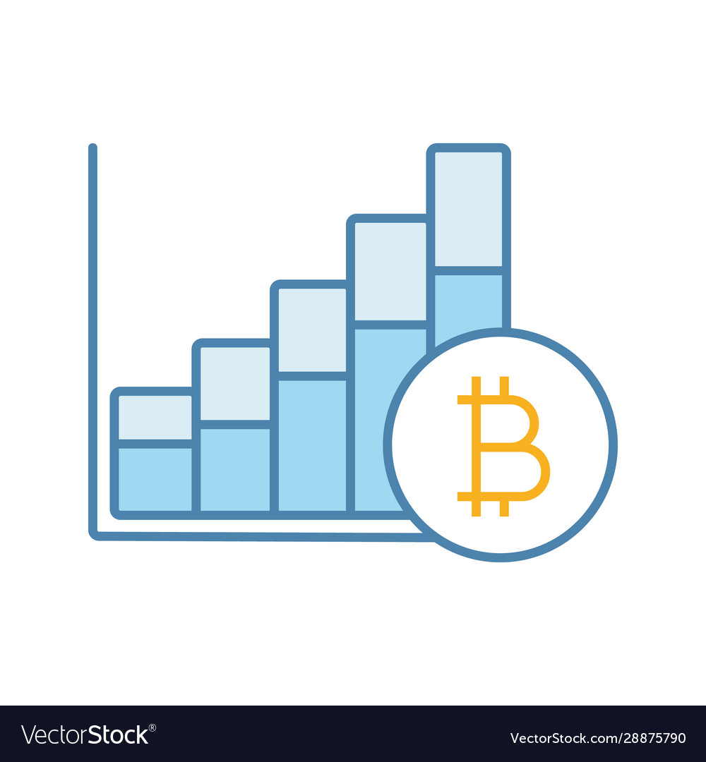 Bitcoin market growth chart color icon Royalty Free Vector