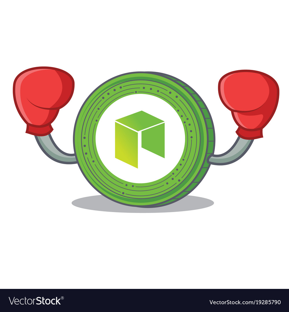 Boxing neo coin character cartoon Royalty Free Vector Image