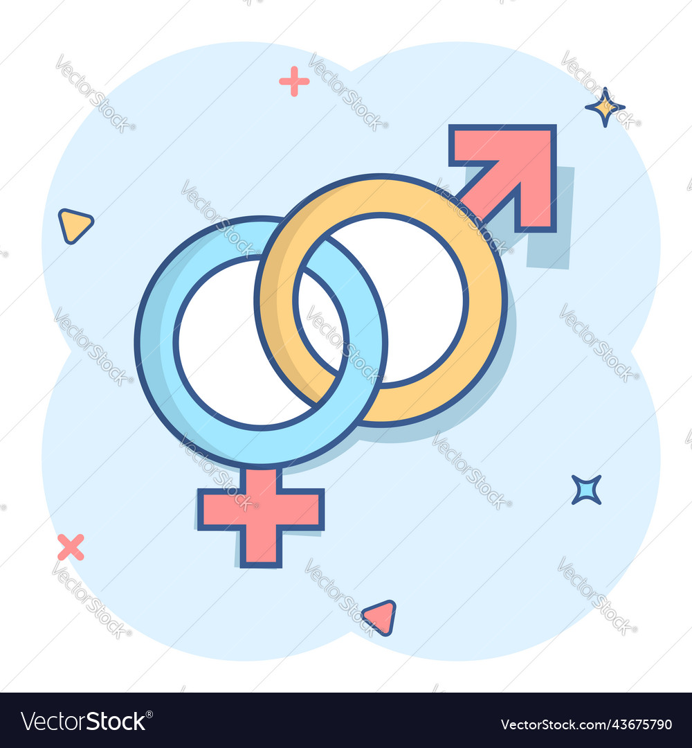 Cartoon gender icon in comic style men and women