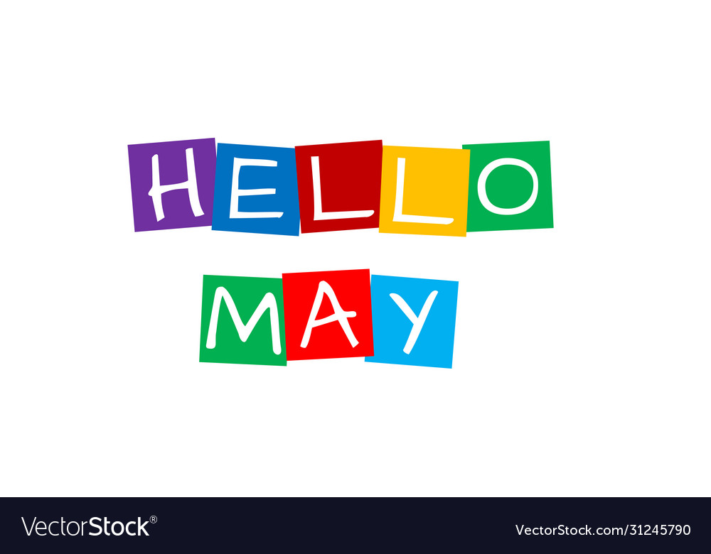Hello may text in colorful rotated squares vector image Hello may text in colorful rotated squares
