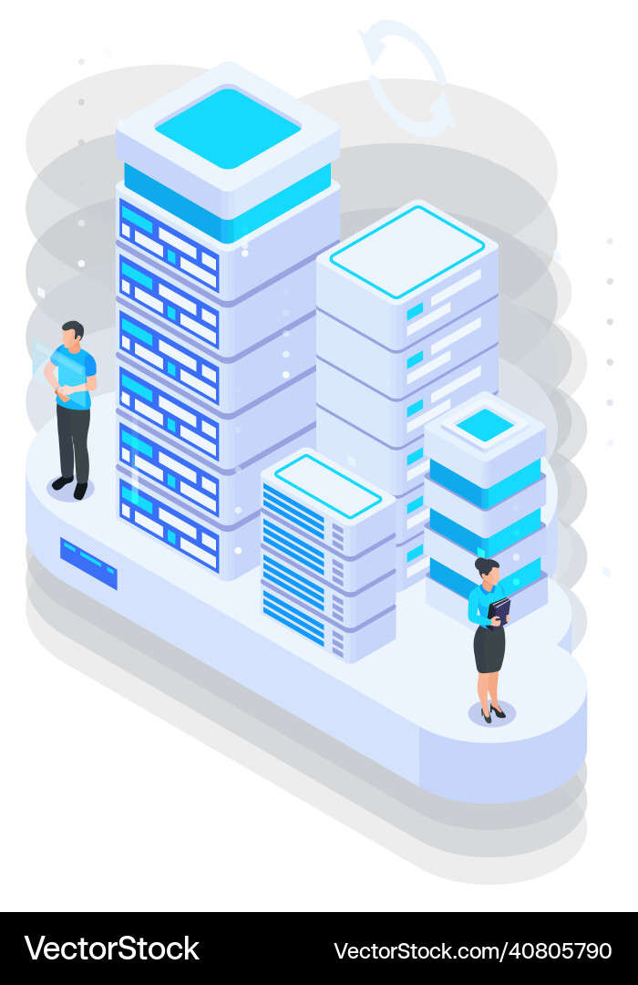 Isometric data cloud composition Royalty Free Vector Image