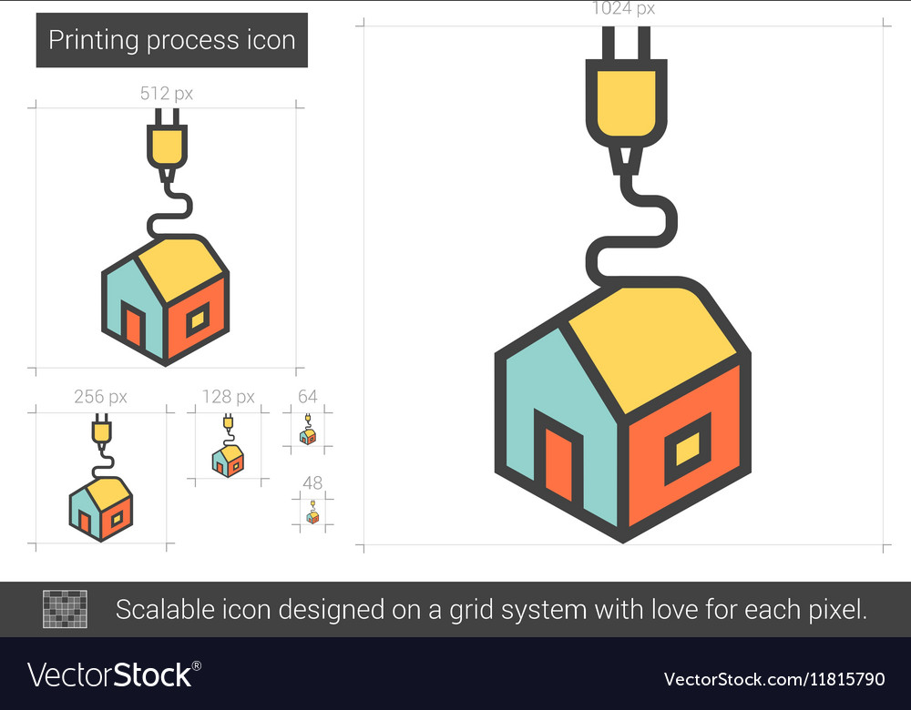 Printing process line icon
