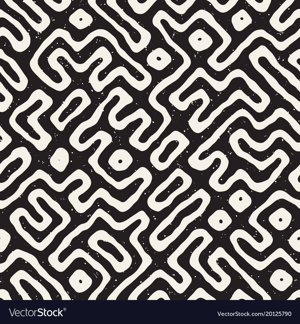 Seamless pattern with maze lines monochrome