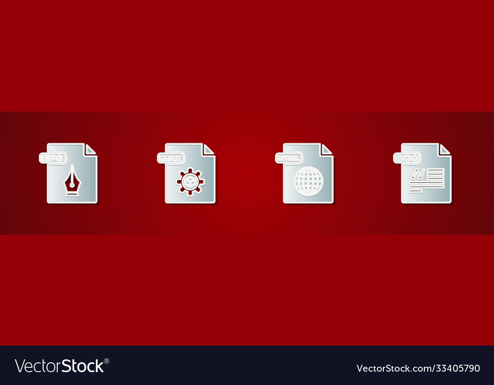 Set eps file document max html and doc icon vector image Set eps file document max html and doc icon